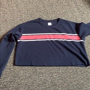 Fleece lined striped blue sweater